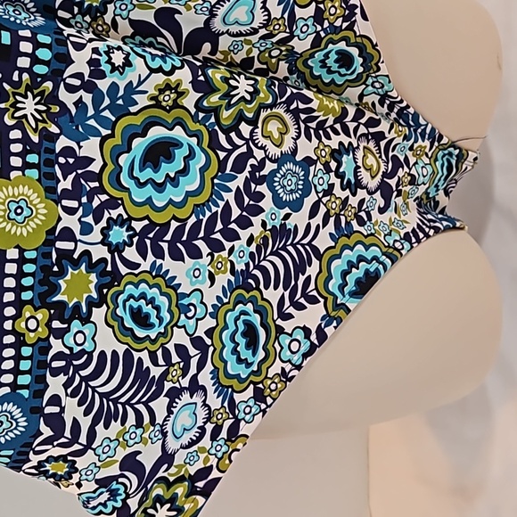 Mossimo 1-piece Swimsuit Blue & green Boho floral pattern Size L Strappy Back - Picture 9 of 17